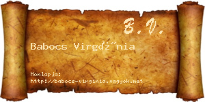 Babocs Virgínia névjegykártya
